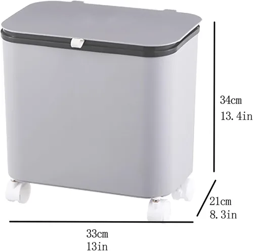 Vista 6 de Contenedor de compost para cocina, contenedor de compost para cocina interior, sellado, poleas fijas, botes de basura con tapas y separadores Verde