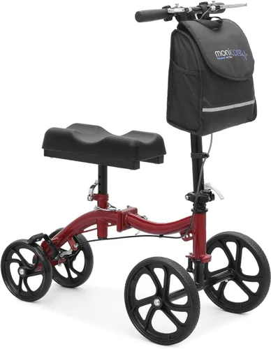 Vista 13 de monicare Rodillera para adultos, ruedas delanteras de 10 pulgadas, alternativa de muleta médica orientable con sistema de freno doble y bolsa