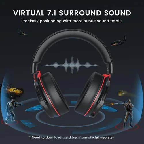 Vista 3 de EKSA Auriculares estéreo para juegos para PS4 PC Xbox One Controller cancelación de ruido sobre auriculares con micrófono luz LED graves alrededor