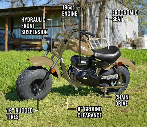 Vista 9 de Massimo Motor Warrior200 196CC Motor Super Size Mini Moto Trail Bike MX Street para niños y adultos Neumáticos anchos Motocicleta Powersport