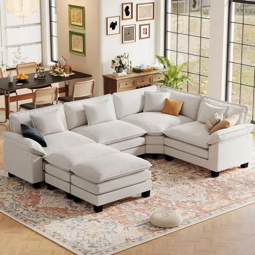 Vista 93 de CDCASA Silla de acento de gran tamaño de 50'' con otomana Asiento extra ancho y profundo estilo sofá nube para sala de estar, dormitorio, rincón