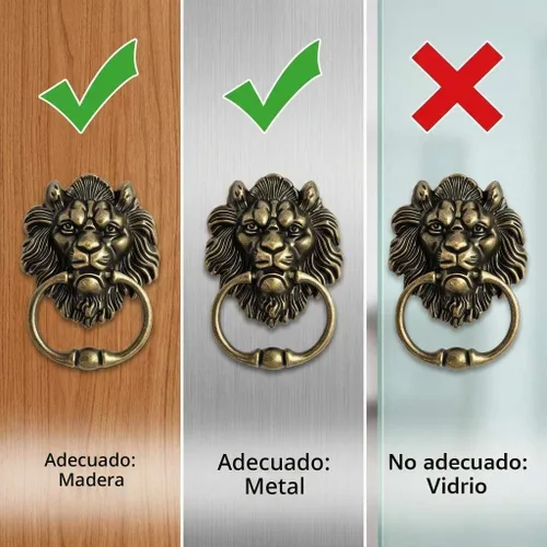 Vista 6 de QWORK Aldaba de puerta de bronce con cabeza de león antiguo, diseño clásico vintage