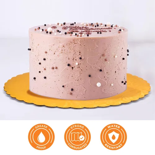 Vista 3 de Tableros para tartas con borde festoneado dorado de 12 pulgadas, 6