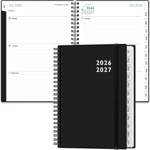 Vista 10 de Agenda 2026 – Agenda semanal y mensual de enero de 2026 a diciembre de 2026, planificador 2026 encuadernado en espiral con 12 pestañas mensuales