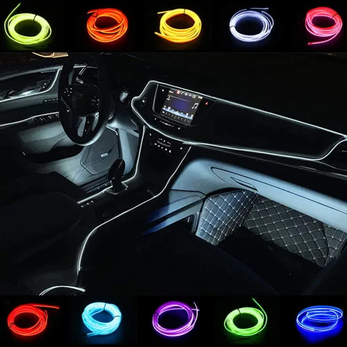 Vista 13 de ABALDI Luces Interiores de Coche Cable de Alambre EL Luces de Neón Ambiente Brillante Estroboscópico Electroluminiscente para Decoración