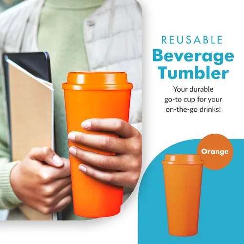 Vista 2 de Simply Green Solutions - Tazas de café reutilizables con tapas, tazas térmicas para bebidas frías y calientes, vaso de doble pared, tazas de café