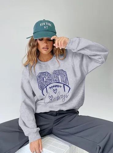 Vista 4 de LUKYCILD Sudadera de fútbol para el día del partido Camiseta de manga larga para mujer Sunday Funday Football Season