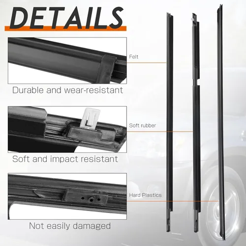 Vista 2 de Kit de 5 piezas de burlete sellador para ventana de puerta exterior compatible con Toyota 4Runner 2003-2009 Reemplaza 68290-35031 68161-35060