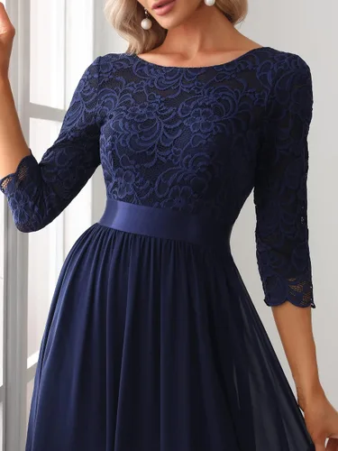Vista 5 de Ever-Pretty - Vestido largo elegante para dama de honor, con cintura imperio, manga de 34, 07412