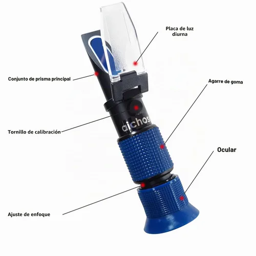 Vista 2 de Aichose - Refractómetro con 0-80% Brix y función automática de compensación de temperatura para medir el contenido de azúcar en frutas, miel, jarabe