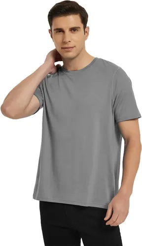 Vista 5 de METARINO Camisetas de lana merina para hombre, de manga corta, ligeras, cuello redondo, para senderismo, caza, ciclismo