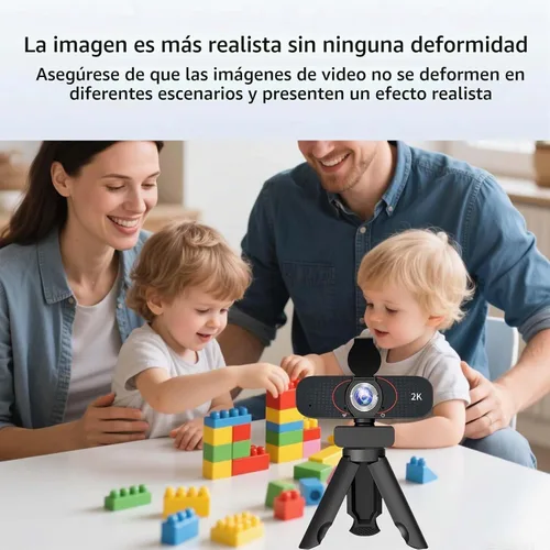 Vista 6 de Cámara web 2K para computadora/laptop/escritorio/PC, cámara con micrófono, USB Plug&Play, corrección automática de poca luz, cubierta de privacidad