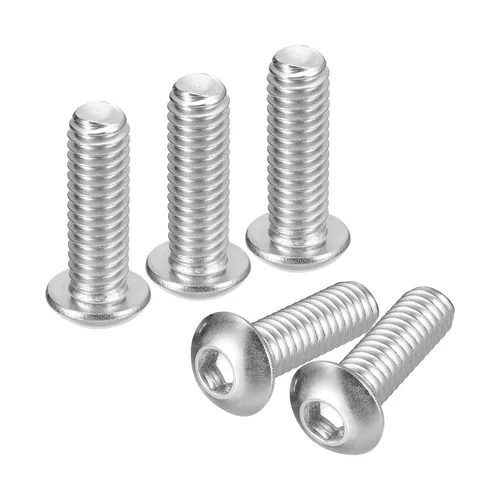 Vista 8 de uxcell Tornillos de cabeza de botón de 1/4-20x1, 25 piezas de tornillos hexagonales de acero inoxidable 304, tornillos de rosca completa