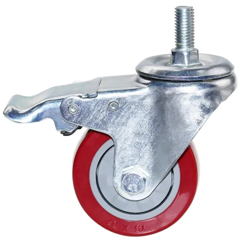 Vista 3 de DICASAL Ruedas de vástago resistente de 3 pulgadas Ruedas de rosca giratorias de 360 grados con tamaño métrico M12-1.75 Tornillo de doble bloqueo