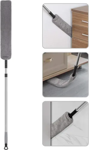 Vista 6 de MR.SIGA Plumero Flexible de Microfibra Largo para Limpieza de Espacios, Mango Ajustable de Acero Inoxidable, Plumero de Limpieza de Espacios Lavable