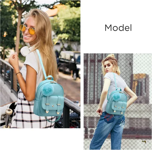 Vista 7 de I IHAYNER Mochila de moda para niñas y adolescentes, monederos de piel sintética con pompón, bolsa de hombro