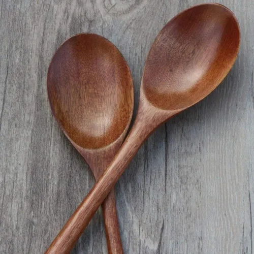 Vista 6 de 4 cucharas de madera de 9.25 pulgadas, cucharas de sopa de madera para comer, mezclar, agitar, cuchara de mango largo con utensilio de cocina