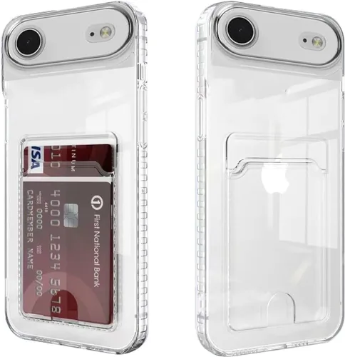 Vista 7 de Funda compatible con iPhone 11 con soporte para tarjetas, funda transparente con ranura para tarjetas, ultrafina, suave, a prueba de golpes, funda