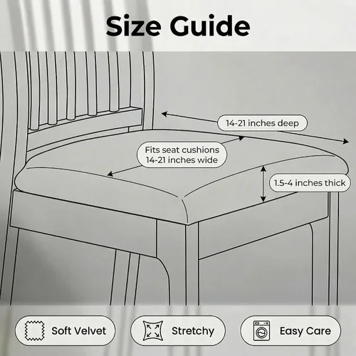 Vista 5 de Deisy Dee Fundas de asiento de terciopelo para sillas de comedor, juego de fundas para sillas de comedor (4, azul bebé)