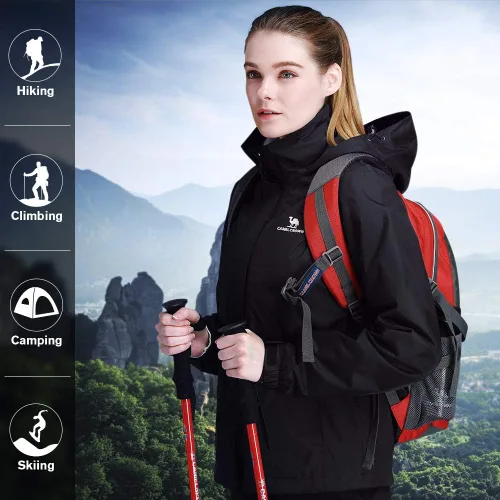 Vista 6 de CAMEL CROWN Chaqueta impermeable ligera para mujer, rompevientos con capucha para exteriores, senderismo, escalada, viajes, Camel