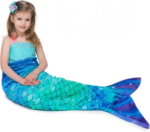 Vista 14 de WERNNSAI Manta de Cola de Sirena para Niños - Manta Ponible de Sirena que Brilla en la Oscuridad para Niñas de Invierno Franela Suave con Escamas