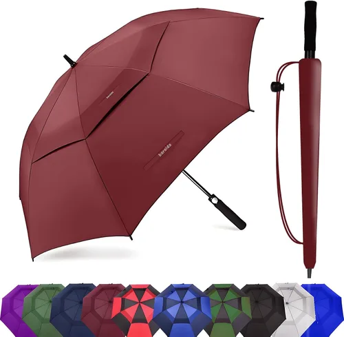 Vista 18 de Paraguas de golf extragrande de 62, 68 y 72 pulgadas, con doble dosel ventilado, resistente al viento, impermeable, de apertura automática