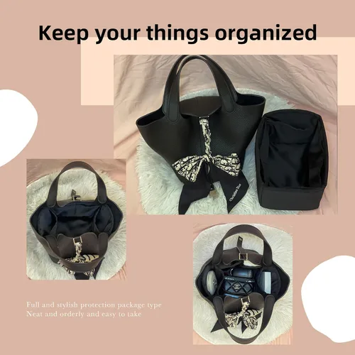 Vista 8 de DGAZ Organizador de bolso, sedoso y suave, seda, bolso de mano de lujo en moldeadores de bolsa, para mujer, se adapta a picotin1822 bolsas