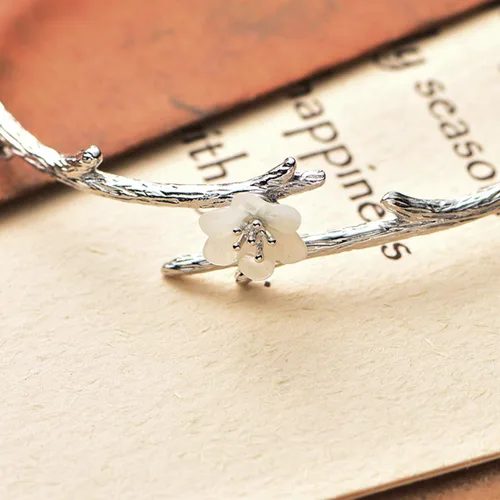 Vista 5 de Jeeless Sakura - Pulsera de apertura ajustable de plata de ley 925