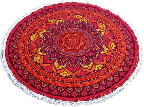 Vista 19 de Tapiz redondo de mandala indio, manta de playa, mantel de algodón gitano hippie bohemio, toalla de playa, esterilla de yoga