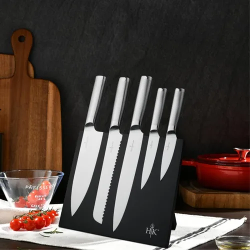 Vista 6 de Hell's Kitchen - Juego de cuchillos de acero inoxidable de 6 piezas con tablero de almacenamiento magnético, cuchillos aptos para lavavajillas