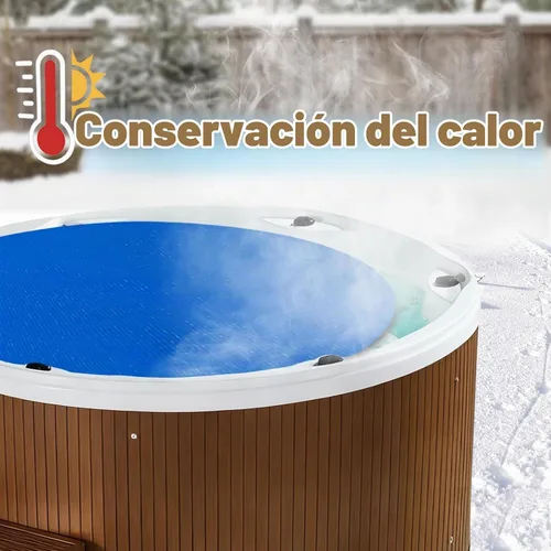 Vista 4 de BigXwell Cubierta solar para piscina redonda de 6 pies, cubierta de burbujas para bañera de hidromasaje, 16 mil, manta de burbujas resistente que