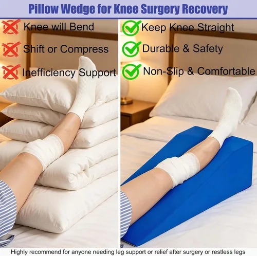 Vista 4 de Almohada de rodilla para cirugía de pierna recta con funda de enfriamiento, almohada de pierna para elevación de circulación sanguínea, cuña