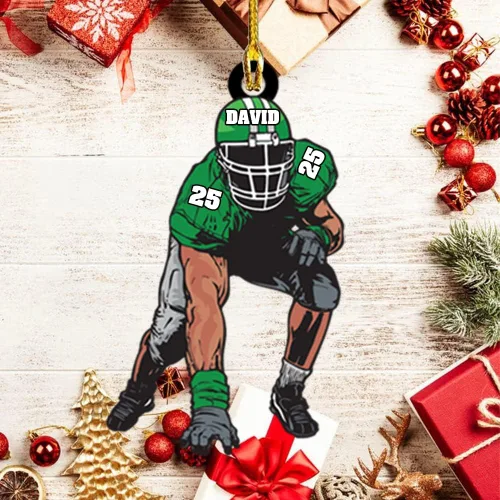 Vista 3 de Adorno acrílico de fútbol americano personalizado 2025, decoración personalizada para árbol de Navidad, recuerdo único de vacaciones, regalo