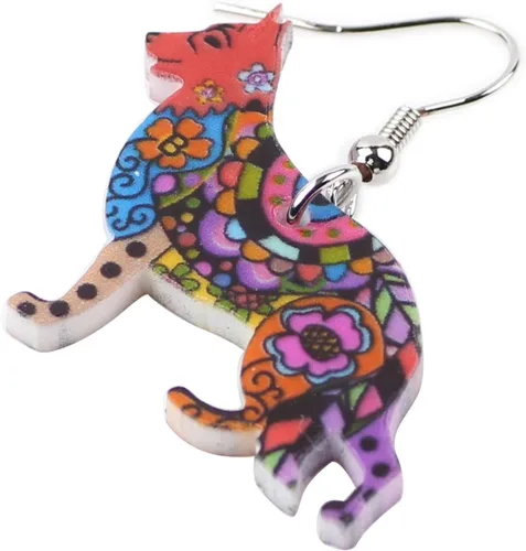 Vista 4 de Bonsny Pendientes colgantes de acrílico con diseño divertido de pastor alemán para mascotas