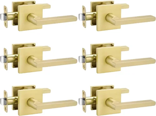 Vista 53 de Goldenwarm Manijas de puerta de oro cepillado para interiores, manijas