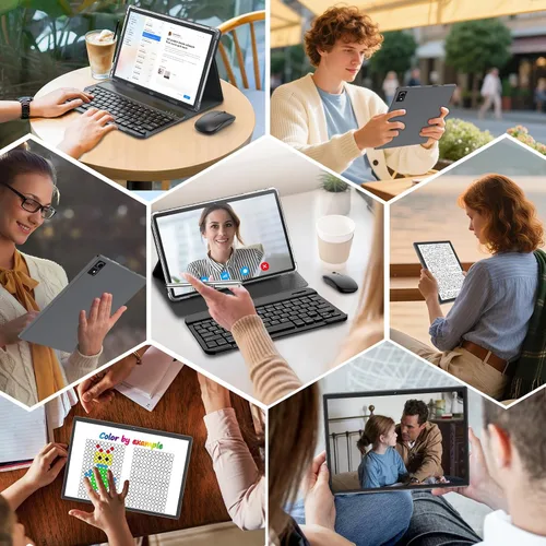 Vista 7 de Suicoey Tablet Android 15 con teclado - Tablet de 10 pulgadas, 16 GB+128 GB, expansión de 1 TB, Octa-Core, WiFi 2.4G/5G, 8000mAh, BT V5.0, GMS