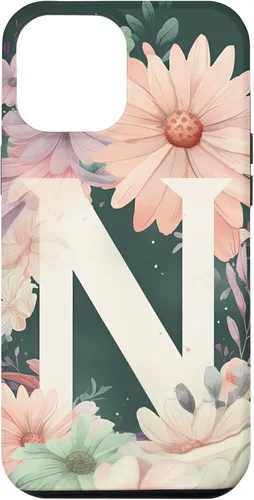 Vista 25 de iPhone 16 Beautiful Daisy Flowers Initial Letter N Monogram Watercolor Case