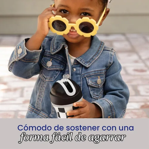 Vista 5 de Chicco Vaso con Pajita Abatible de 9 onzas Vaso Entrenador Aislado para Niños Pequeños con Pajita de Silicona Suave Sin Derrames Fácil