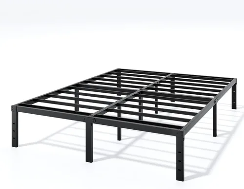 Vista 6 de Base de cama de tamaño individual, base de metal resistente y resistente, plataforma de 14 pulgadas de altura, fácil montaje, color negro, base
