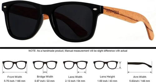 Vista 5 de ANDWOOD Gafas de sol polarizadas de madera para hombres y mujeres, protección UV, marco de bambú de madera, gafas de sol espejadas