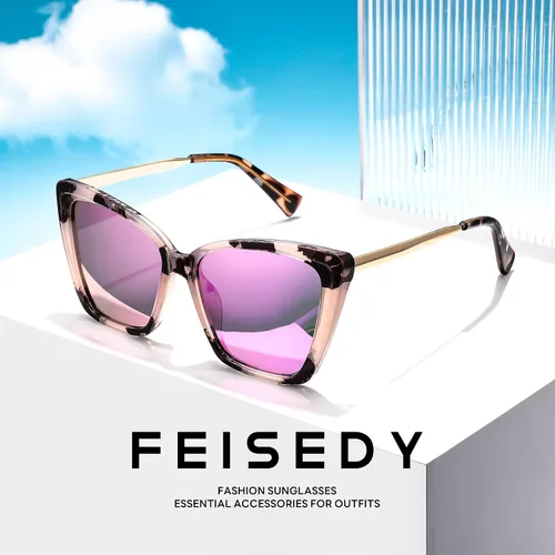 Vista 7 de FEISEDY Gafas de sol polarizadas de moda para mujer, gafas de sol cuadradas retro para mujer con ojo de gato B4134