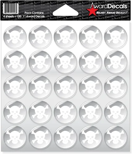 Vista 12 de Award Decals Cráneo y hueso cruzado (negro sobre transparente)