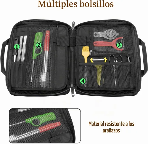 Vista 2 de Samdew - Bolsa de almacenamiento para cuchillos con cerradura y más de 20 ranuras, hasta 17.5 pulgadas, solo bolsa Chef Knife Case for Kitchen