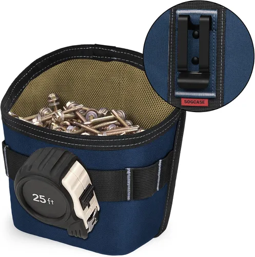 Vista 10 de Bolsa de herramientas SOGCASE para clavos y tornillos con clip para cinturón (XL, Negro)