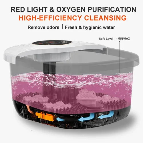 Vista 4 de Bañera de remojo de pies con burbujas de oxígeno de luz roja de Gris/Rojo