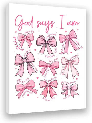 Vista 10 de Redland Art Decoración de Pared Motivacional para Niñas Negras en Lienzo Enmarcado Arte Cristiano Inspirador “Dios Dice Que Soy Yo” 29x37 cm