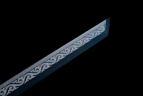 Vista 8 de Espada china de acero de alto carbono SJ SHI JIAN dinastía Tang Dao hoja recta con patrón de dragón funda
