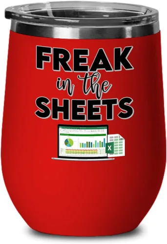 Vista 3 de Freak In The Sheets Excel Wine Tumbler for Accountant CPA Accounting Thank You Appreciation Ideas for Boss Coworker Office Humor 12 oz Powder Coated