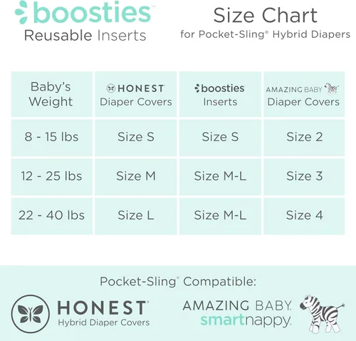 Vista 5 de Super Boosties - Pañales de tela reutilizables, juego de 10, se adapta a pañales híbridos honestos, se adapta a un bebé increíble, compatible