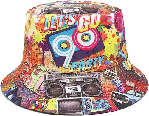 Vista 8 de Sombrero de pescador retro de los años 80 y 90 para mujeres y hombres, sombrero de pescador de moda, plegable, accesorios para rave, sombrero
